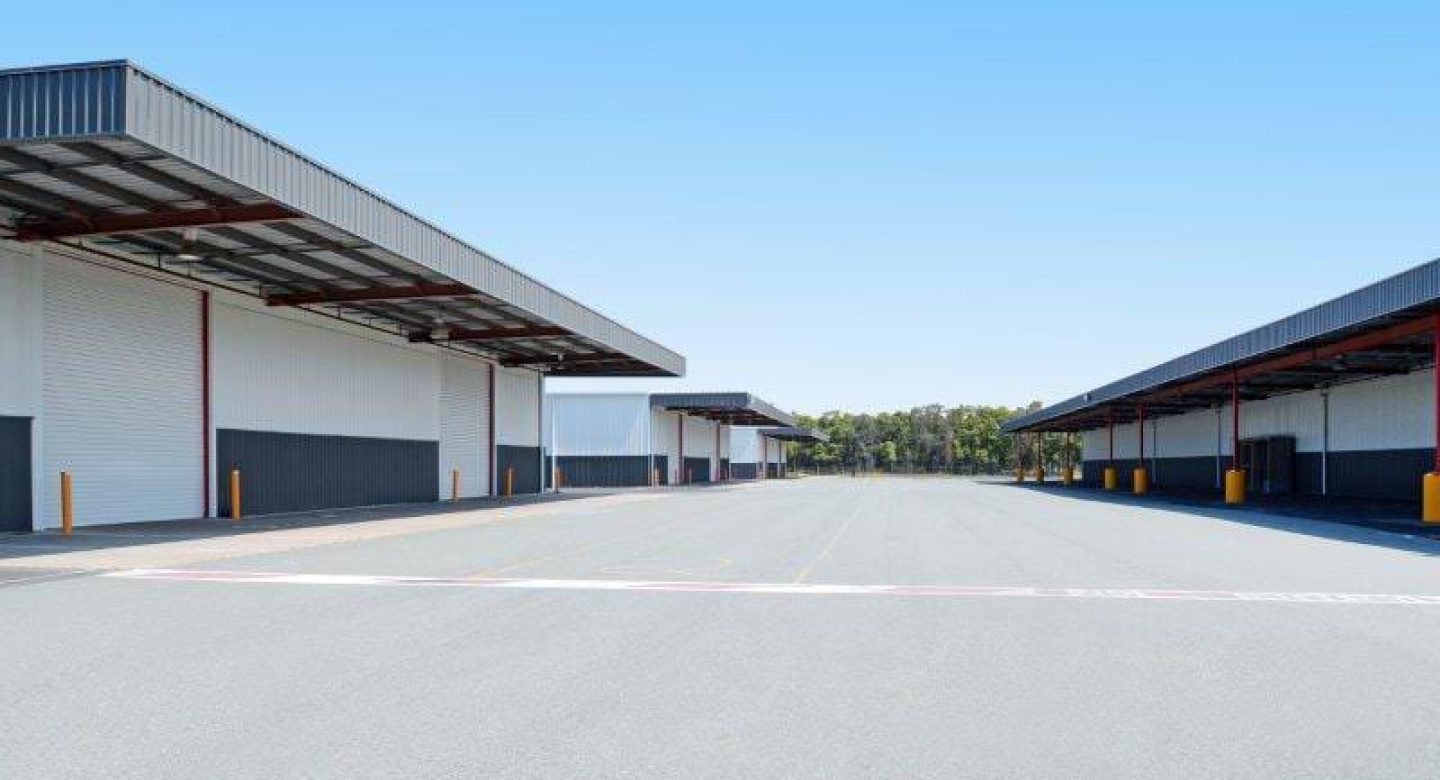 Warehouse facility awning and yard