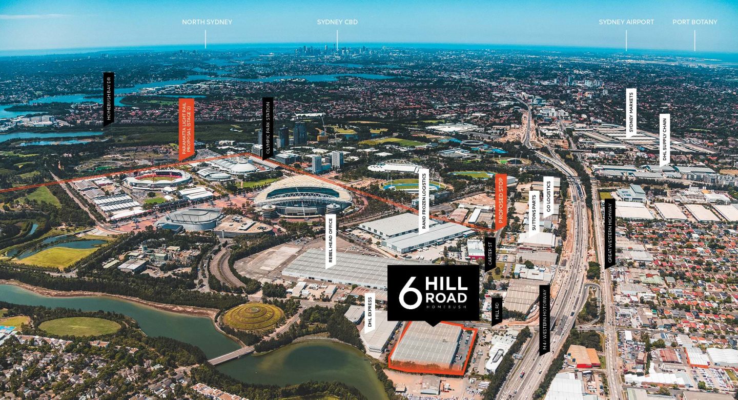 6 Hill Road Homebush aeriel location view to Sydney